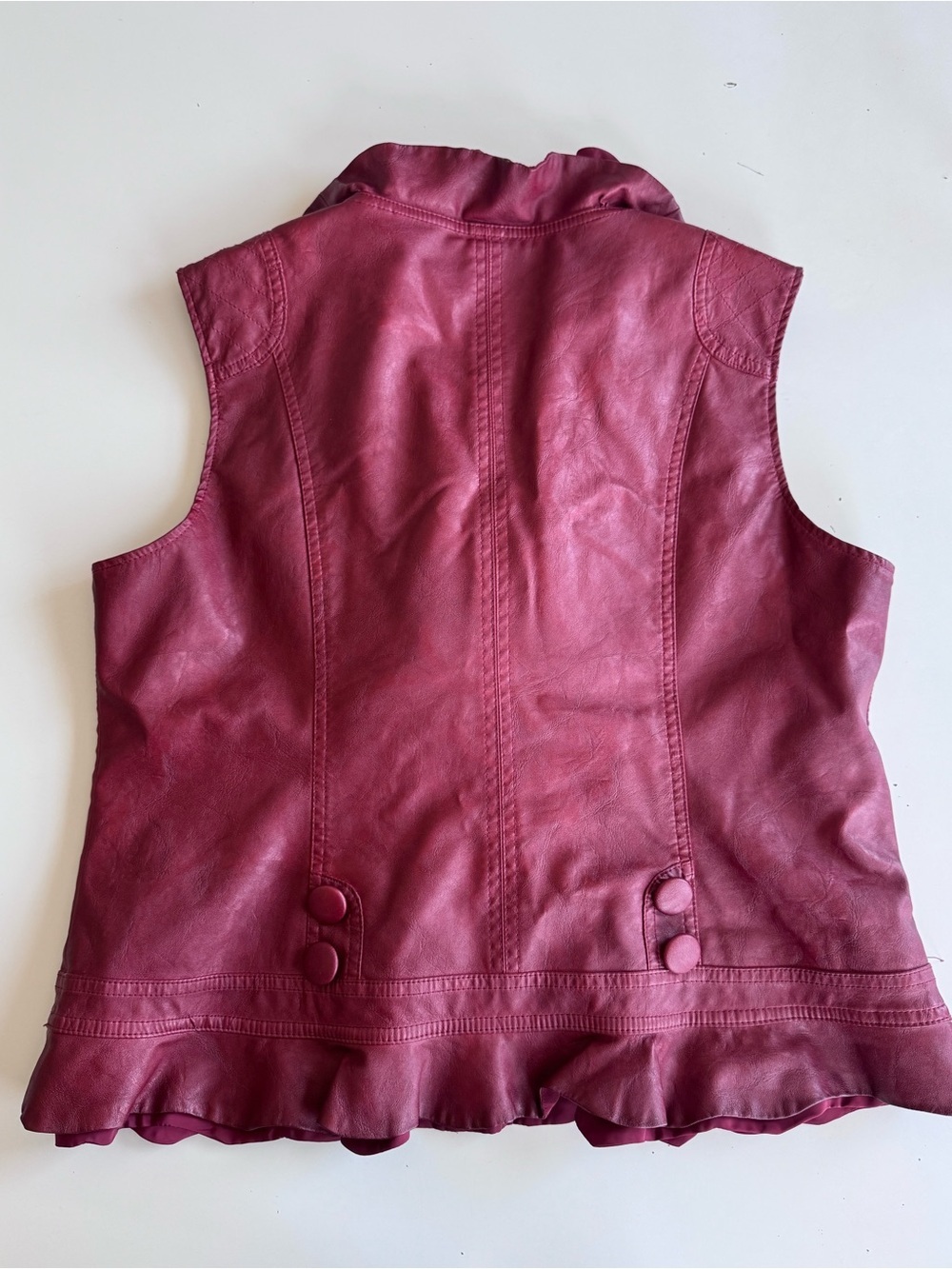 montanaco red ruffle faux leather zip up vest XL - Picture 9 of 13